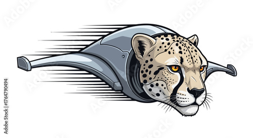 Dynamic cheetah in futuristic mechanical suit symbolizing speed, innovation, and technological advancement for modern brands.