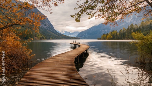 Wooden pier stretching over...