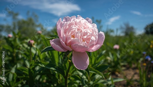 Pink peony blossom flourish...