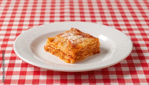 Layered pasta dish served o...