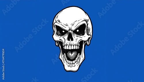 A black and white skull wit...