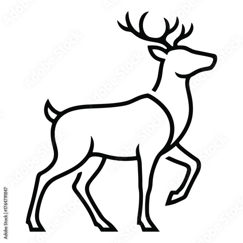 Majestic Deer Stag Line Vector Illustration