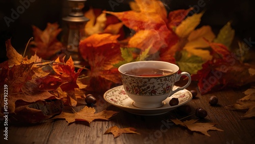 Tea Served Amidst Fall Foliage