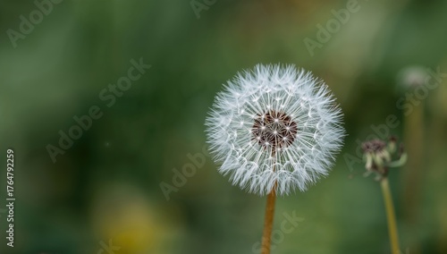 Wallpaper Mural Close-up of purple blossoms in a tiny bottle with dandelion fluff against a soft, colorful backdrop Torontodigital.ca