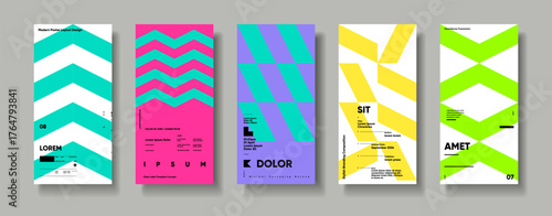 A collection of minimalist posters with geometric backgrounds and clean typography. The versatile vector patterns are perfect for posters,labels, and backgrounds with excellent text legibility.