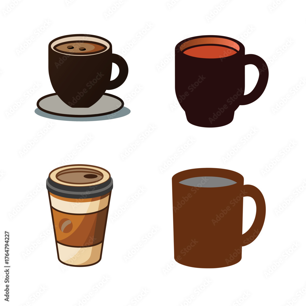 Obraz premium 4 icon set coffee mug