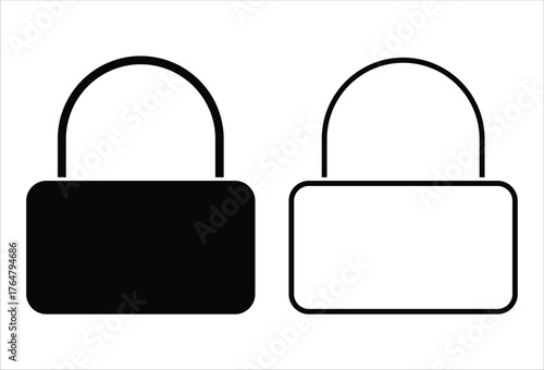 Unlock icon collection. unlocked black line icon set vector.