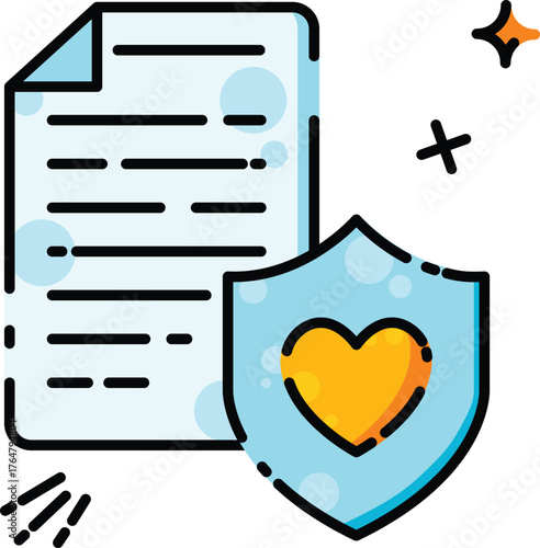 Hospital treatment heart shield protects secure health records ensuring patient data safety always. Suitable for healthcare cybersecurity concept visuals.