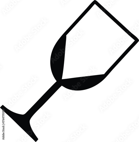 Abstract minimalist black wine glass silhouette simple modern beverage icon vector