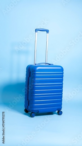Generative AI blue suitcase ready for travel adventures