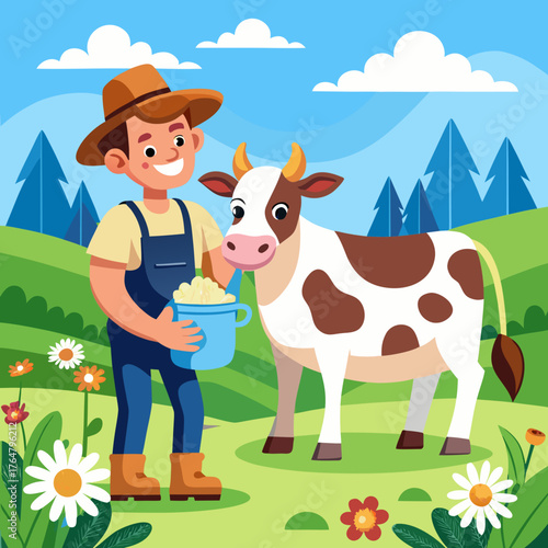 farmer and cow
