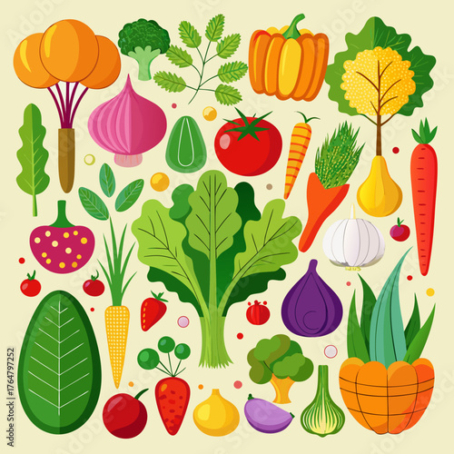 Amazing vegetables set vector art illustration