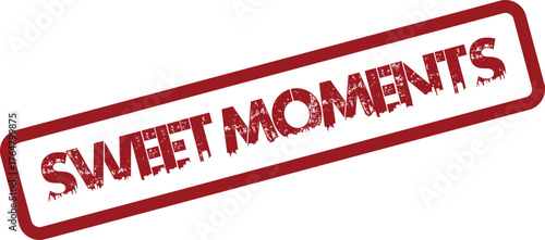 Charming red grunge style rubber stamp showcasing the heartwarming phrase Sweet Moments within its bold rectangular frame