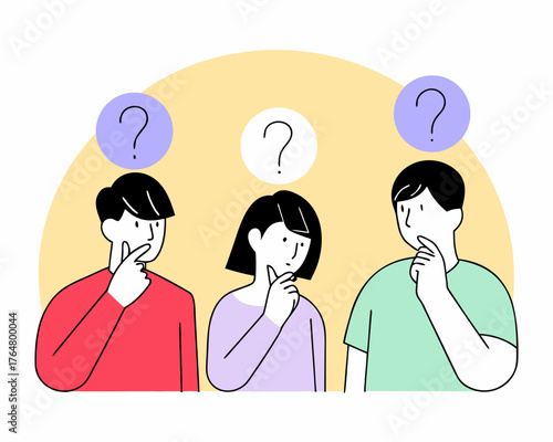  thoughtful people doubtful men women or kids thinking