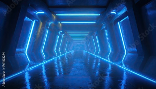Fototapeta Naklejka Na Ścianę i Meble -  Futuristic neon tunnel (1)