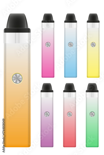 cigarettes electronic device smoke vaporizer vector illustration isolated object icons