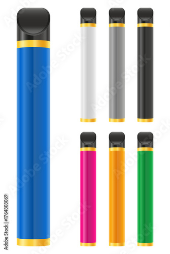 cigarettes electronic device smoke vaporizer vector illustration isolated object icons