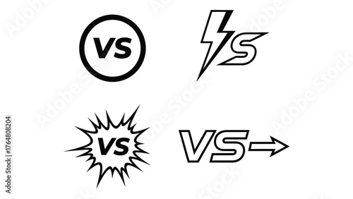 Diverse versus vs symbols for competition and challenges designs silhouette