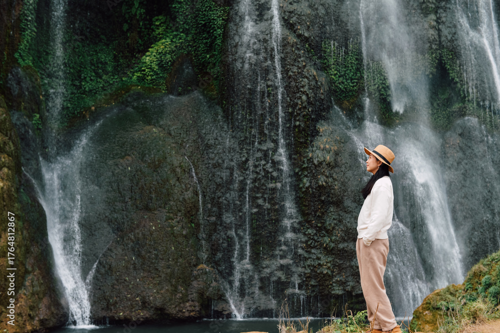 Fototapeta premium Sandieling Waterfall landscape in Jingxi county, Baise city, Guangxi province, China