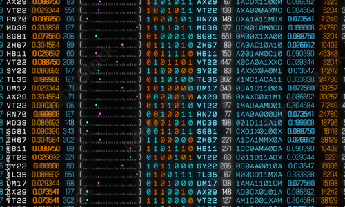 Big data, interface, binary code, encryption machine code. Research, analyzing, science, data, numbers. 3D illustration