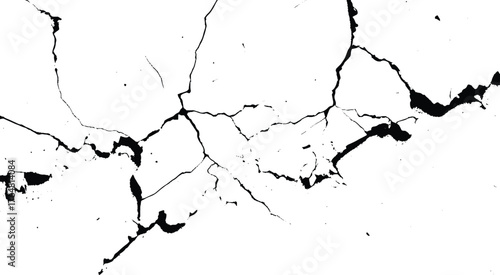 Cracked Surface Isolated on White