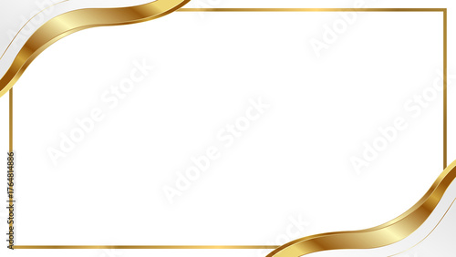 Elegant Certificate Border Template with Wavy Gold Ribbon Accents and Clean Gold Frame on a Light Background
