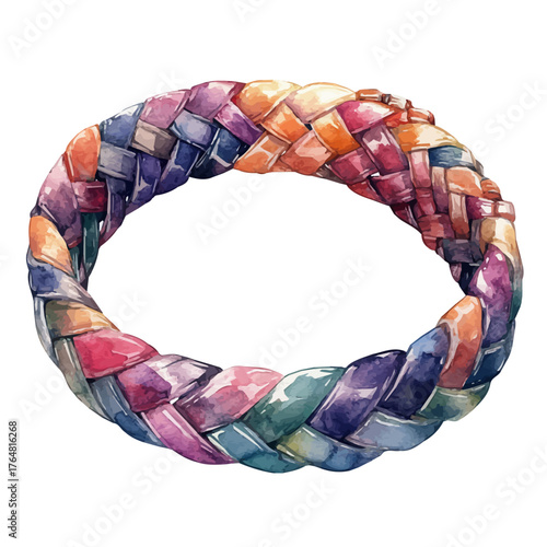 Woven Bracelet, watercolor clipart vector, isolated on a white background.