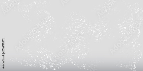 Dot white gray wave light technology texture background. Abstract big data digital concept. 3d rendering.