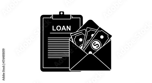 Loan application with cash and documents a financial concept illustration