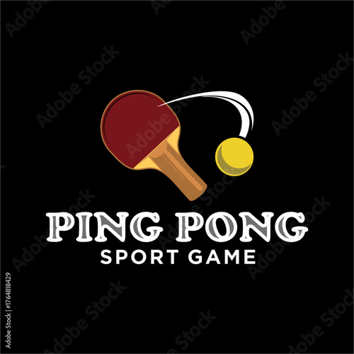 simple ping pong or table tennis racket vector logo