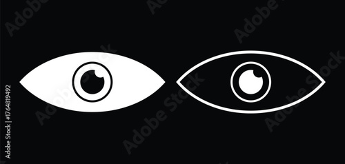 Hide and show password icons. Flat and linear. Different vector eye icons