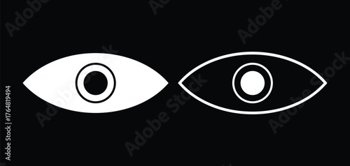 Hide and show password icons. Flat and linear. Different vector eye icons