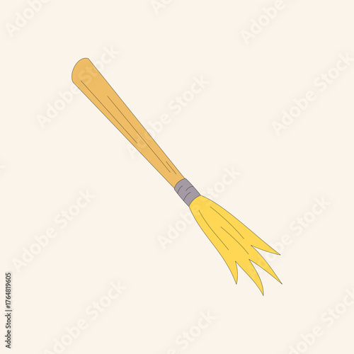 Broomstick. Cleaning equipment. Vector illustration.