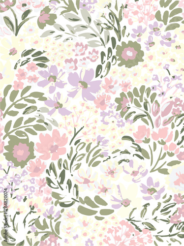 Small flowers, Daisy flowers, pattern on a yellow background with a wild flowers of different sizes artwork for tattoo, fabrics, souvenirs, packaging, greeting cards and scrapbooking