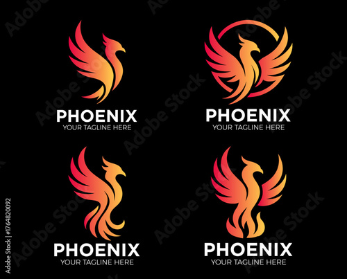 Phoenix logo phoenix bird logo fire phoenix logo vector logo templete