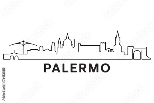 Palermo Line Art skyline silhouette. Black Palermo city design. with white background