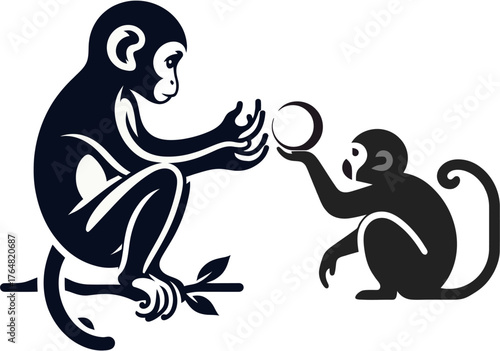 Abstract Monkey Silhouette Vector – Modern Wildlife Graphic Art