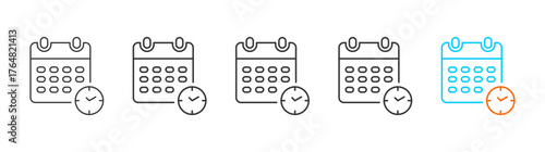 Schedule icon set multiple style collection	