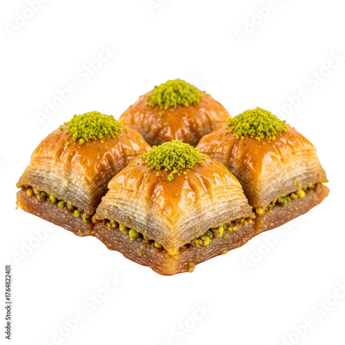Delicious baklava pastries isolated on transparent background, a sweet middle eastern treat