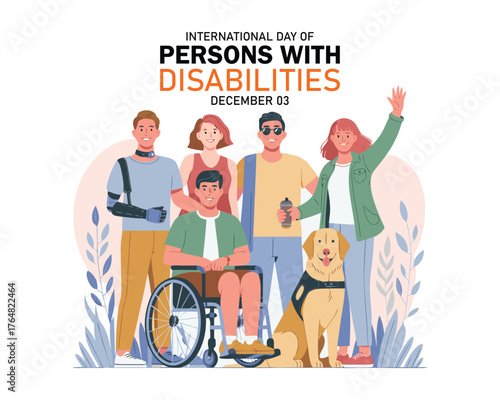 International Day of Persons with Disabilities, December 03. A banner design with a beautiful art and illustration. Poster, placard Card design.