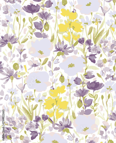 Small flowers, Daisy flowers, pattern on a yellow background with a wild flowers of different sizes artwork for tattoo, fabrics, souvenirs, packaging, greeting cards and scrapbooking
