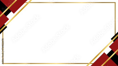 Elegant Black and Gold Frame with Dark Red Geometric Corner Accents