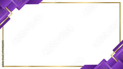 Luxury Abstract Purple and Gold Geometric Frame Background