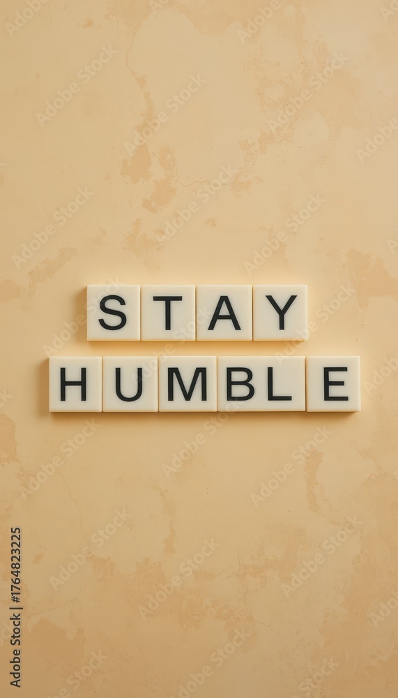 Obraz premium Stay Humble Motivational Quote in Simple Tile Design on Wall