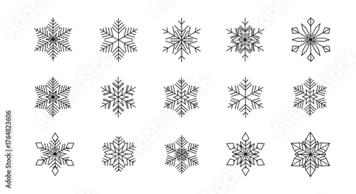 Snowflake Outlines Minimalist Winter Symbol Set