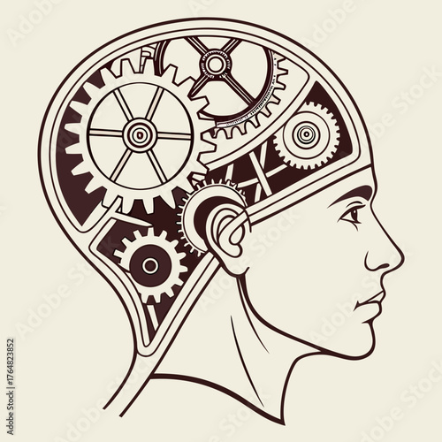 human head with gears