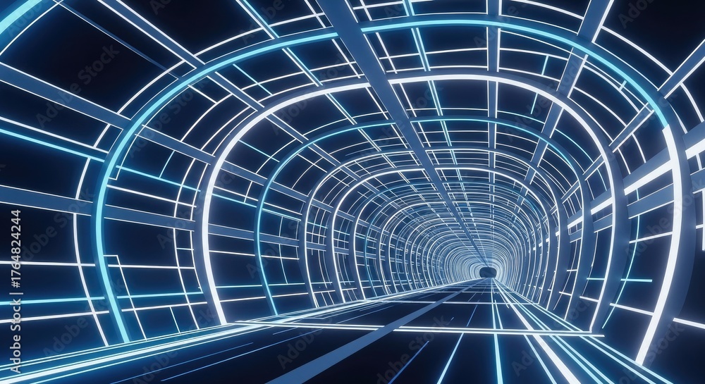 Obraz premium Futuristic Digital Tunnel Abstract Background