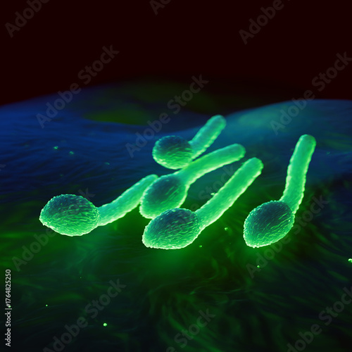 Clostridium Tetani Bacterium Microscopic 3D Render