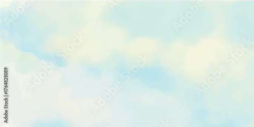 Abstract colorful watercolor sky background with bright blue clouds and sunlight