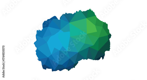 Vibrant, modern geometric map illustration showcasing a nation's unique contours in dynamic blue and green hues